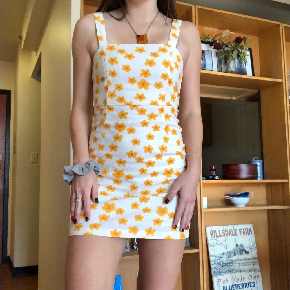 Flower-Pattern Mini Dress